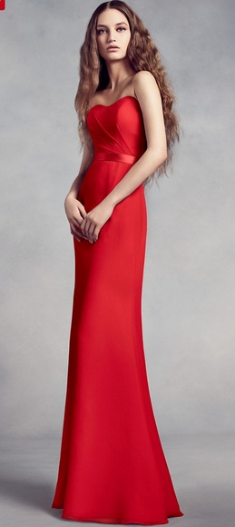 Bridesmaids Dresses Details about / Vera Wang Chiffon Bridesmaid Gown with Lace Back and Inset